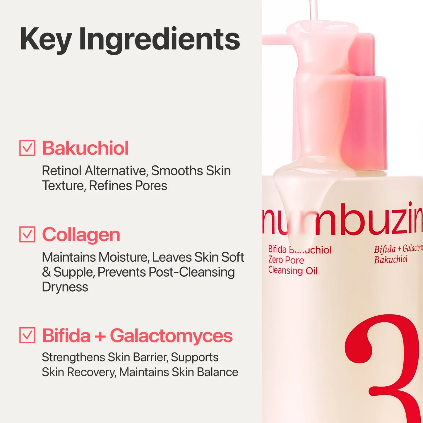 NUMBUZIN - No.3 Bifida Bakuchiol Zero Pore Cleansing Oil 200ml | Aceite Limpiador Coreano para Poros