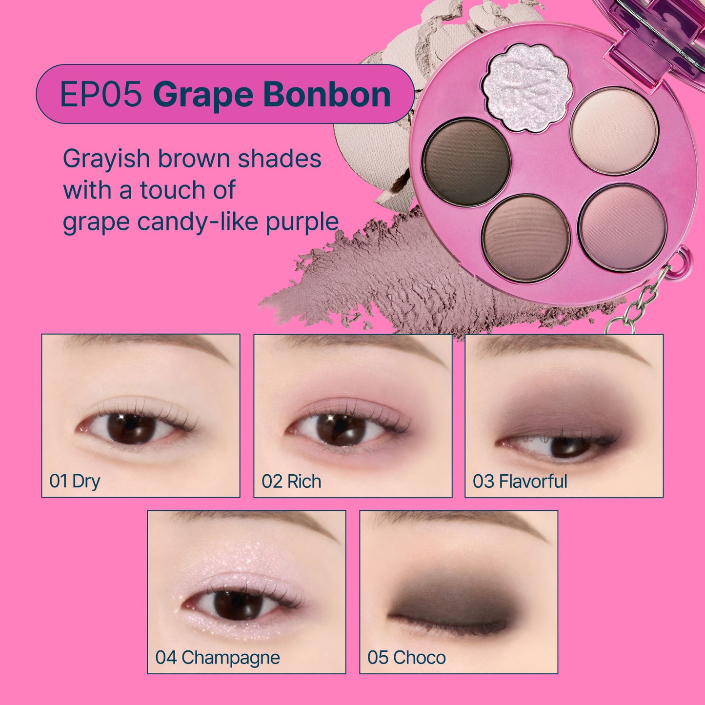 FWEE - Pocket Eye Palette 5 Colors Option EP05 Grape Bonbon