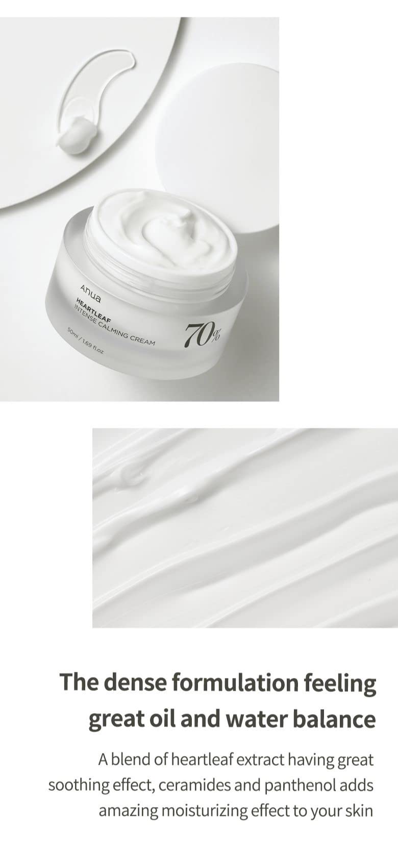 ANUA - Crema Hidratante Calmante Intensiva HEARTLEAF 70% 50ml
