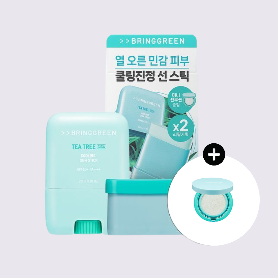 BRINGGREEN - Tea Tree Cica Cooling Sun Stick + Refill, SPF 50+ PA++++