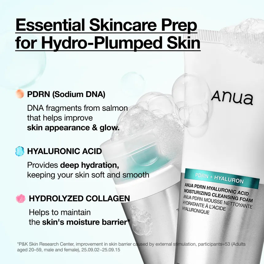 ANUA - PDRN Hyaluronic Acid Moisturizing Cleansing Foam | Limpiador Facial Coreano Hidratante 150ml
