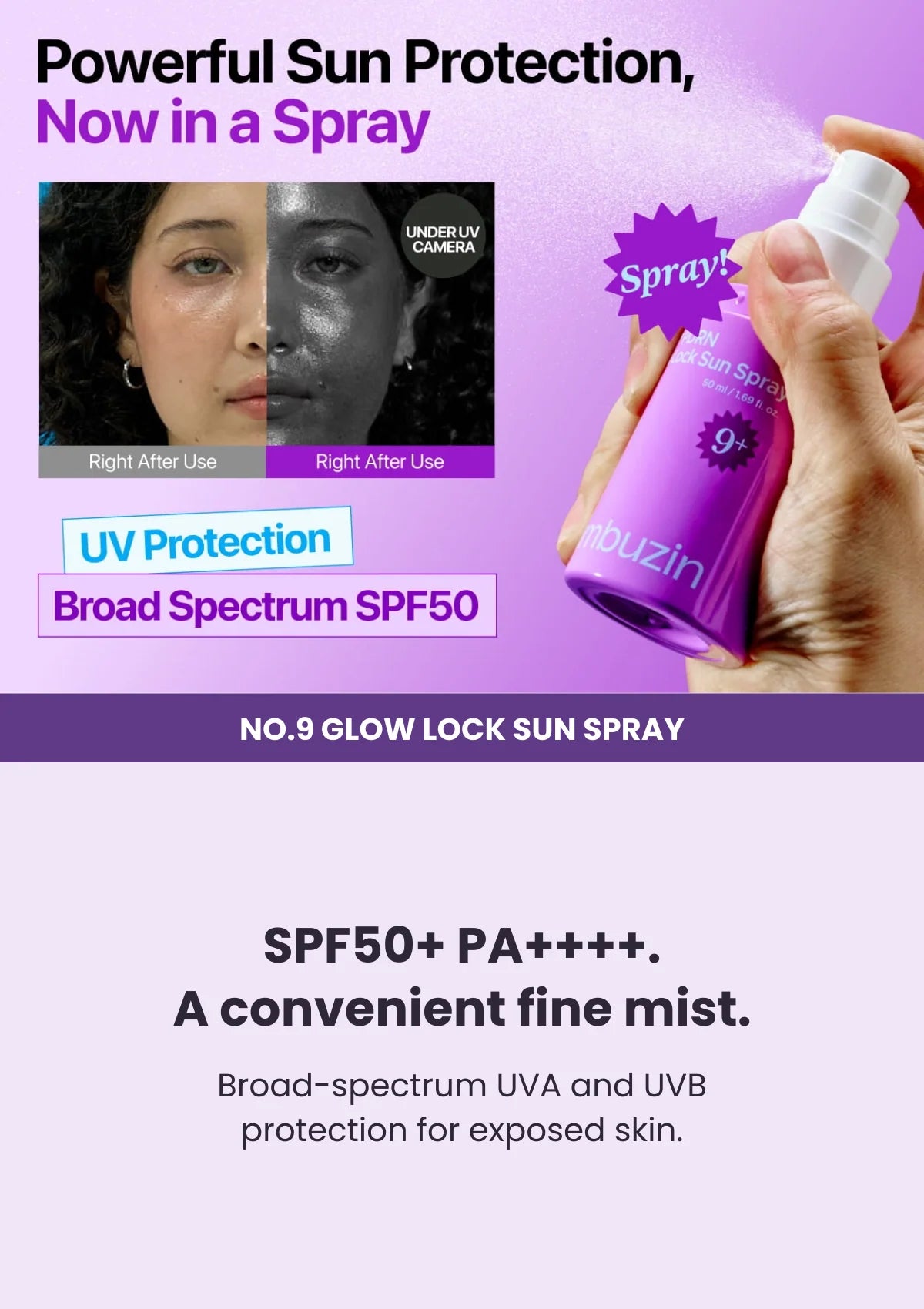 NUMBUZIN - No.9 NAD+ PDRN Glow Lock Sun Spray SPF50+ PA++++ 50ml
