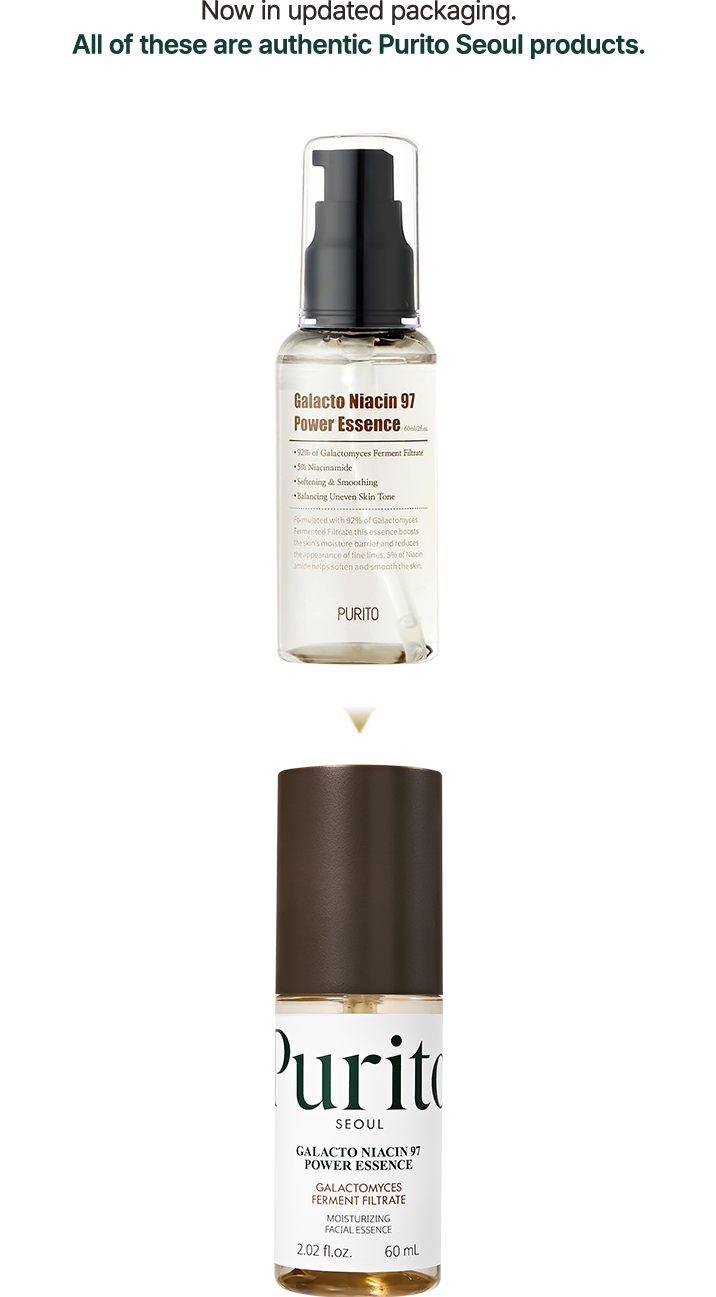 PURITO - Galacto Niacin 97 Power Essence 60ml | Esencia Coreana Iluminadora con Galactomyces y Niacinamida
