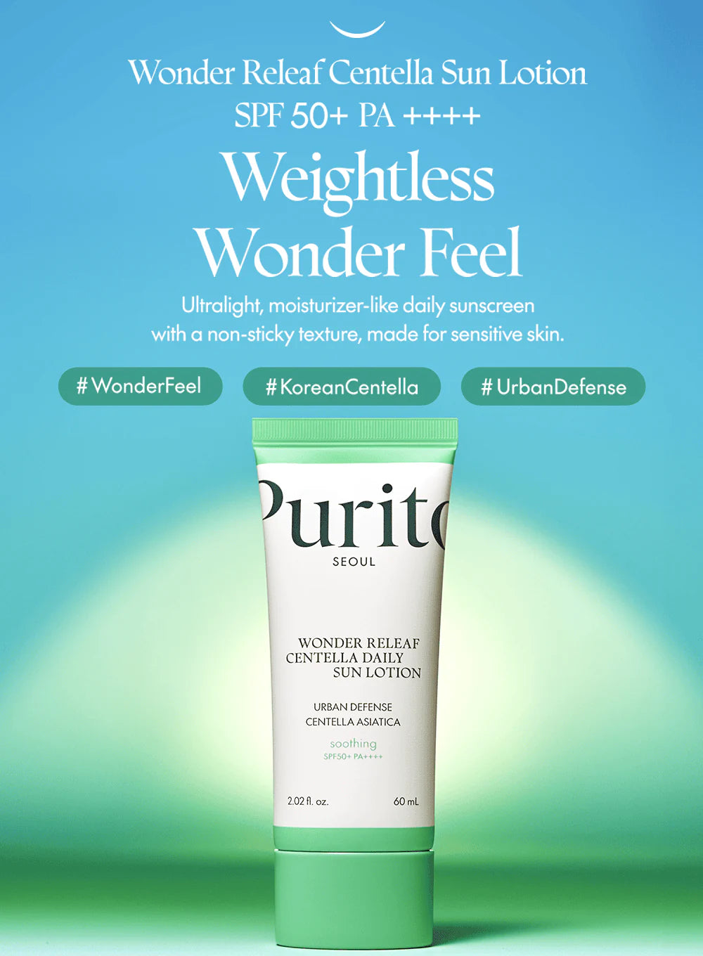 PURITO - Wonder Releaf Centella Daily Sun Lotion SPF50+ PA++++, 60ml