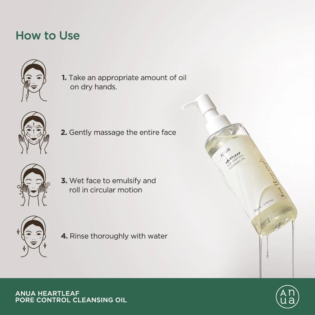 ANUA - Limpiador Base Aceite HEARTLEAF PORE CONTROL, 200ml