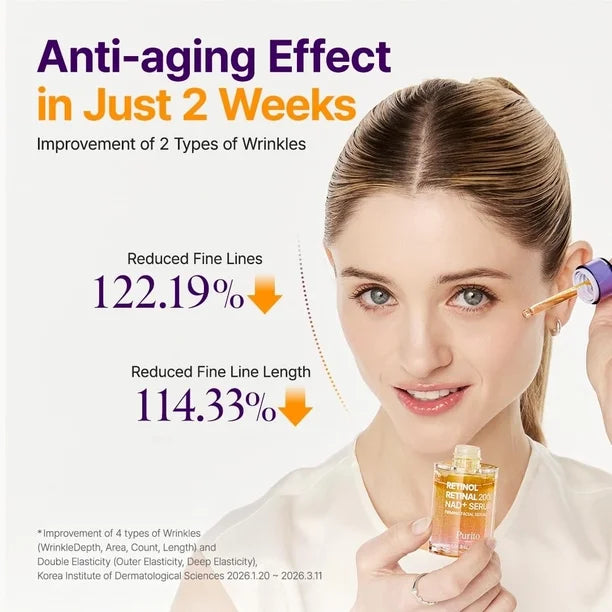 PURITO - Retinol Retinal 2000 NAD+ Serum 30ml | Sérum Coreano Antiedad con Retinoides