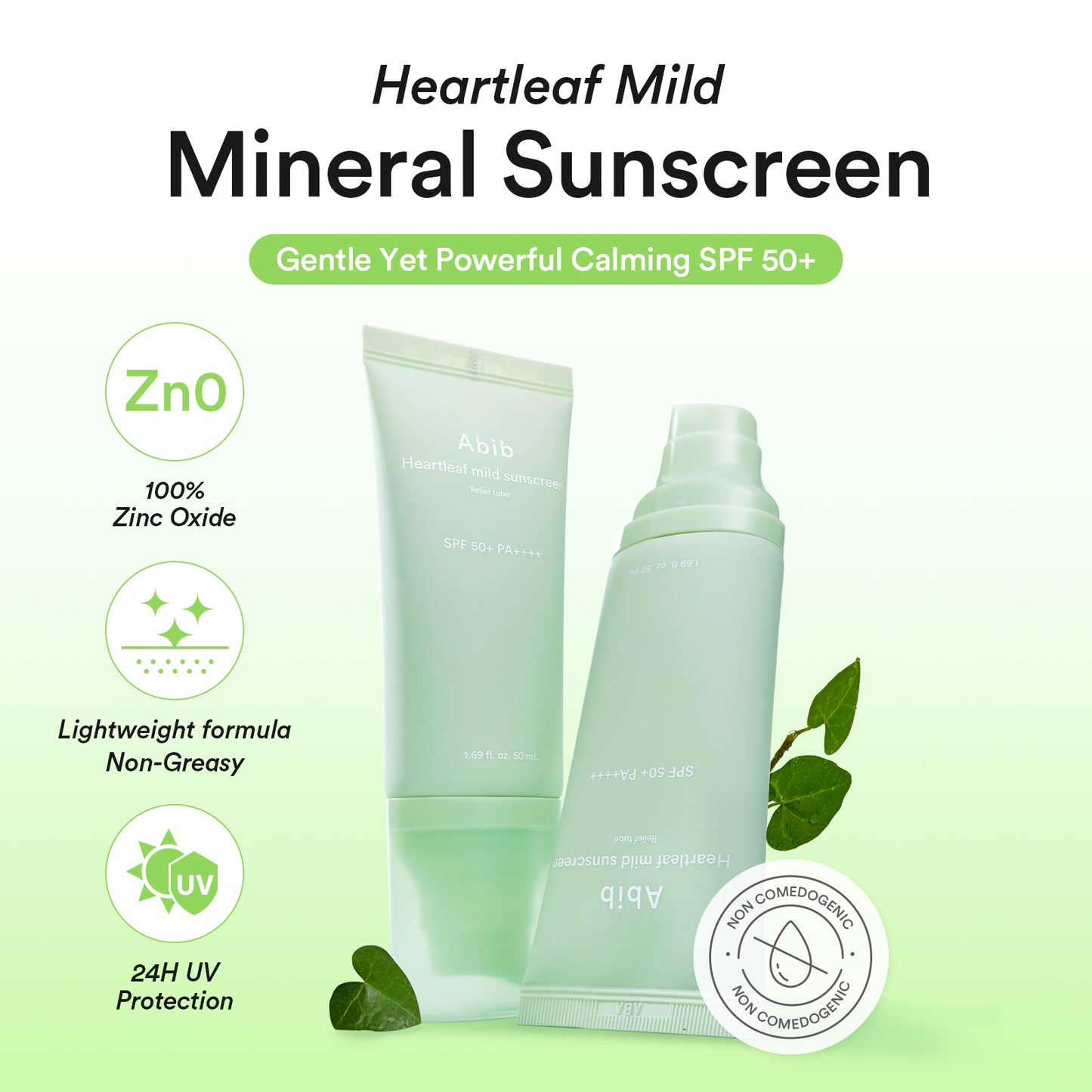 ABIB - HEARTLEAF MILD SUNSCREEN RELIEF TUBE FPS 50+ PA++++, 50ml