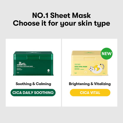 VT COSMETICS - CICA DAILY SOOTHING MASK, 30 pzas