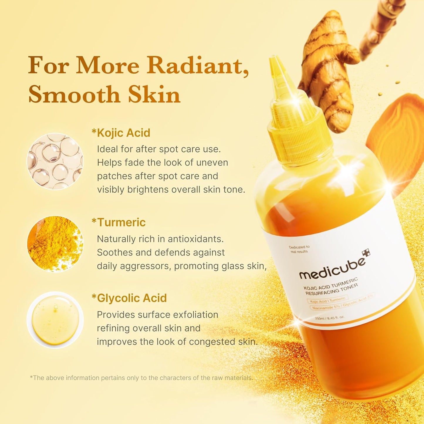 MEDICUBE - KOJIC ACID TURMERIC RESURFACING TONER 250ML