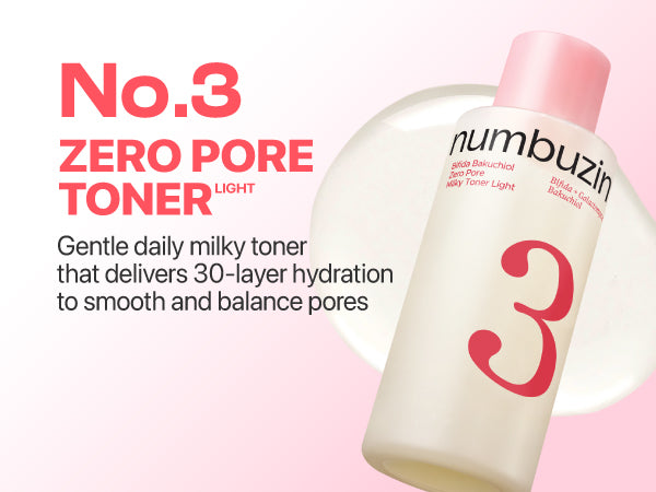 NUMBUZIN - No.3 Bifida Bakuchiol Zero Pore Milky Toner Light 200ml | Tónico Coreano para Poros y Textura