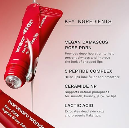 HARUHARU WONDER - Rose PDRN Peptide Glowy Balm | Bálsamo Labial Coreano Hidratante | 10ml