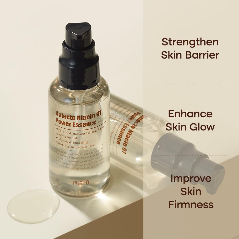 PURITO - Galacto Niacin 97 Power Essence 60ml | Esencia Coreana Iluminadora con Galactomyces y Niacinamida