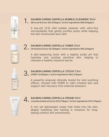 HEVEBLUE - Salmon Caring Centella Special Travel Kit Bag