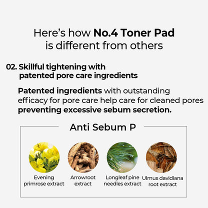 NUMBUZIN - Tóner Pads No.4 Pore Zero Peeled Egg, 70 pads