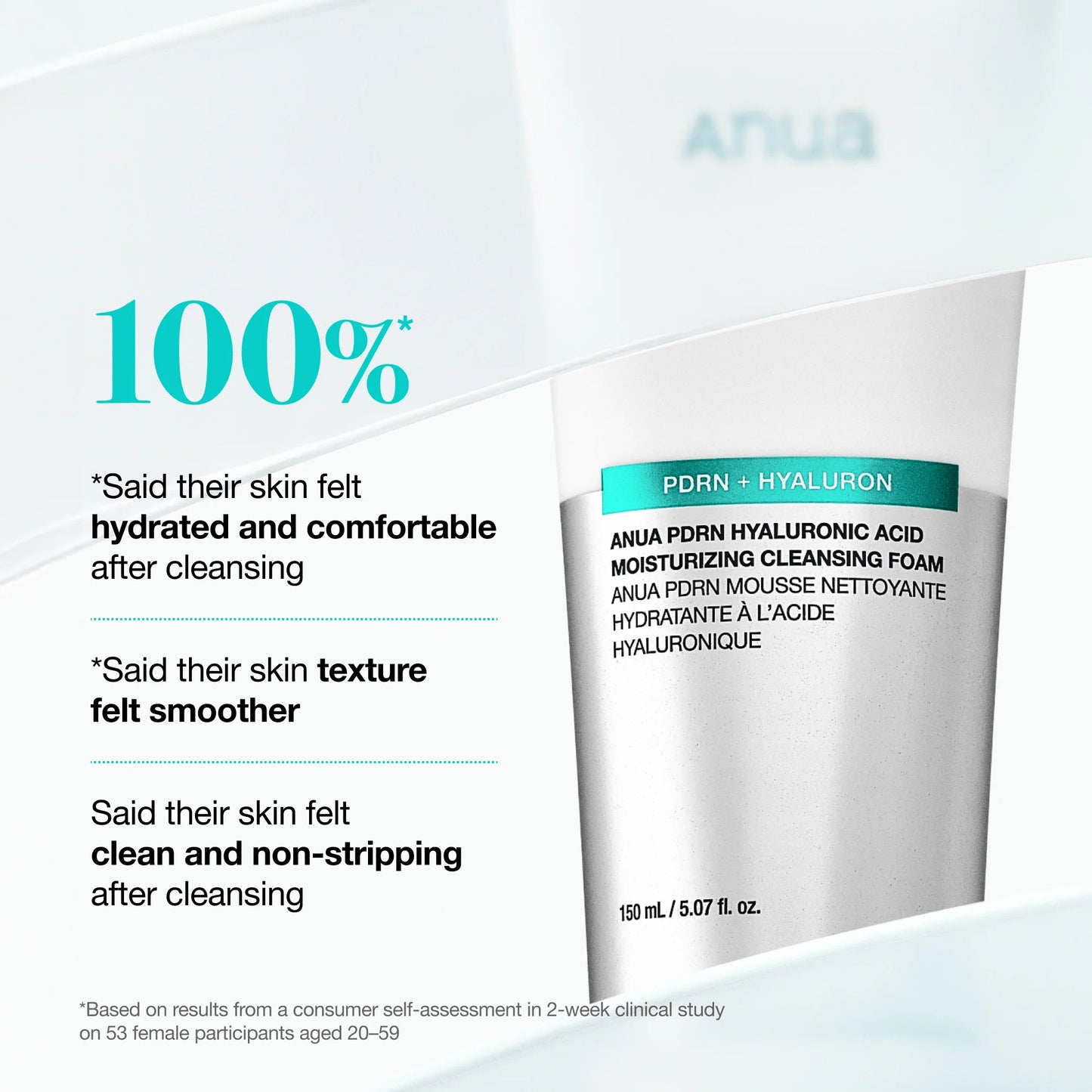 ANUA - PDRN Hyaluronic Acid Moisturizing Cleansing Foam | Limpiador Facial Coreano Hidratante 150ml