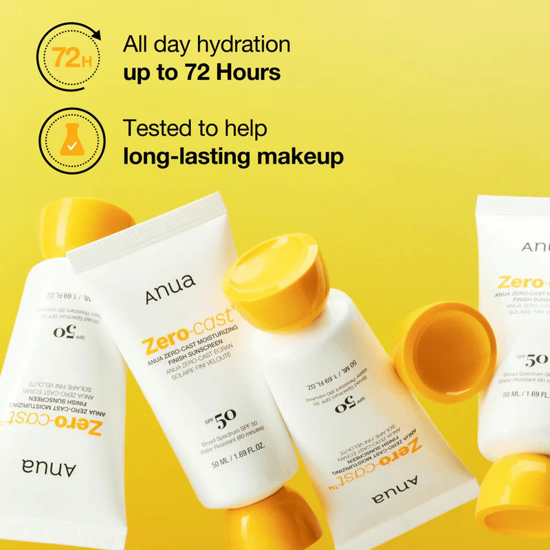 ANUA - ZERO-CAST MOISTURIZING FINISH SUNSCREEN SPF50 PA++++ , 50ml