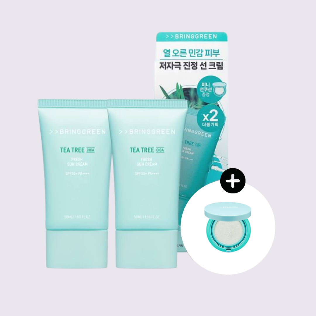 BRINGGREEN -  Tea Tree Cica Fresh Sun Cream SPF50+ PA++++, 2 Pack Planning