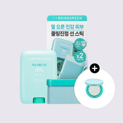 BRINGGREEN - Tea Tree Cica Cooling Sun Stick + Refill, SPF 50+ PA++++