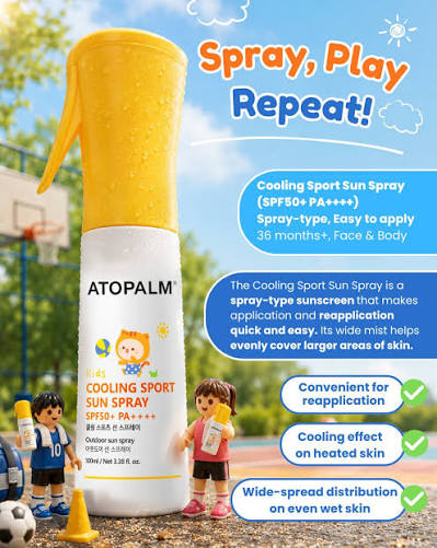 ATOPALM - Cooling Sport Sun Spray SPF50+ PA++++ 180ml | Protector Solar Infantil Coreano Refrescante
