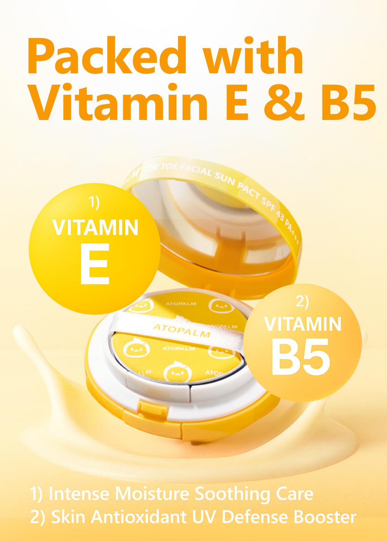 ATOPALM - Tok Tok Facial Sun Pact SPF50+ PA++++ 14g | Protector Solar Infantil Coreano en Cushion