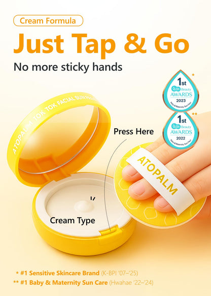 ATOPALM - Tok Tok Facial Sun Pact SPF50+ PA++++ 14g | Protector Solar Infantil Coreano en Cushion