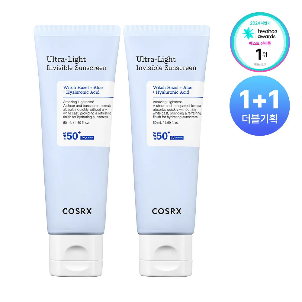 COSRX - Ultra Light Invisible Sunscreen, SPF 50 PA ++++,  50ml VERSION OY 1+1
