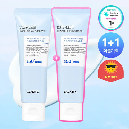 COSRX - Ultra Light Invisible Sunscreen, SPF 50 PA ++++,  50ml VERSION OY 1+1