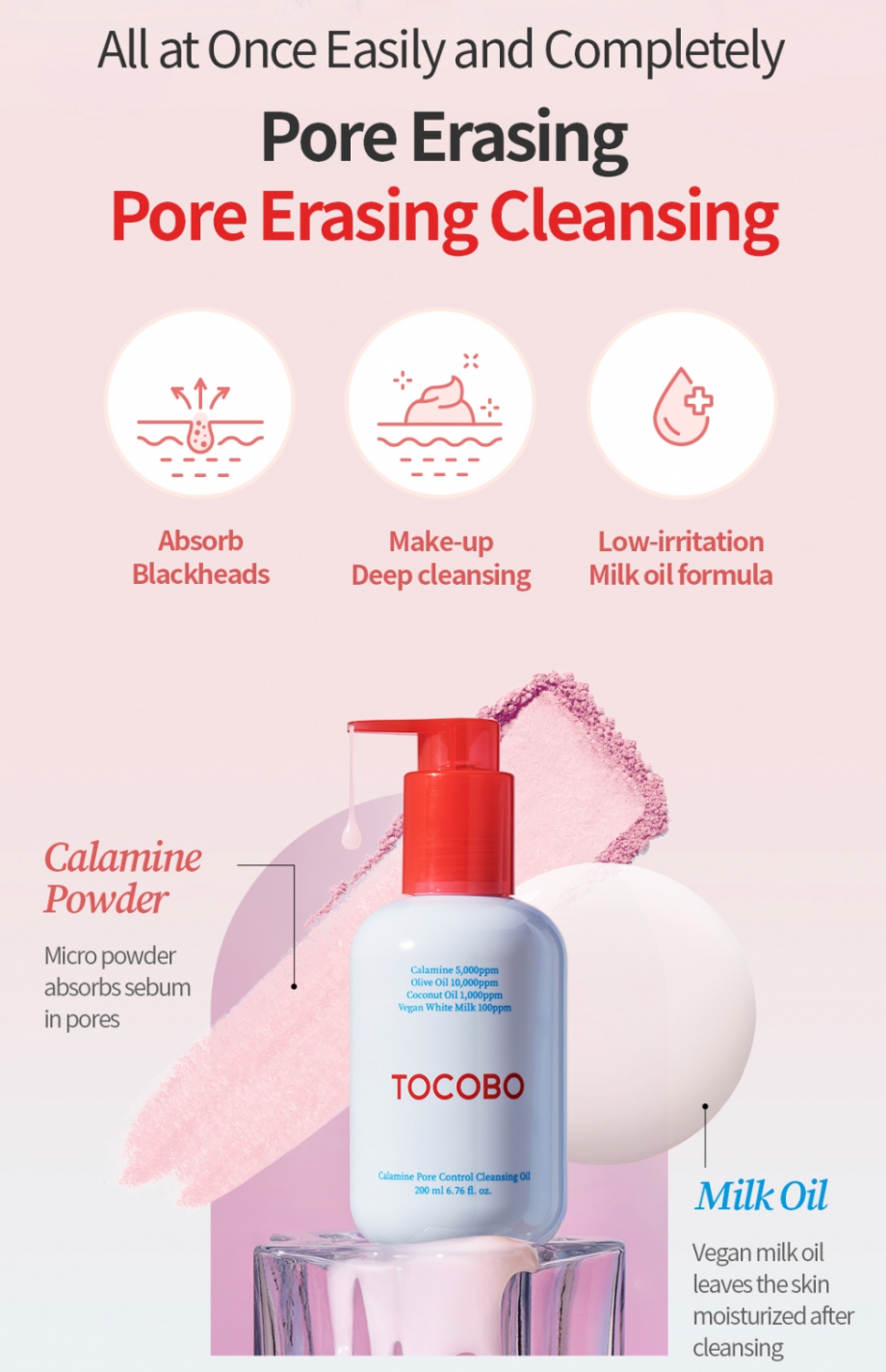 TOCOBO - Limpiador Base Aceite Calamine Pore Control, 200ml