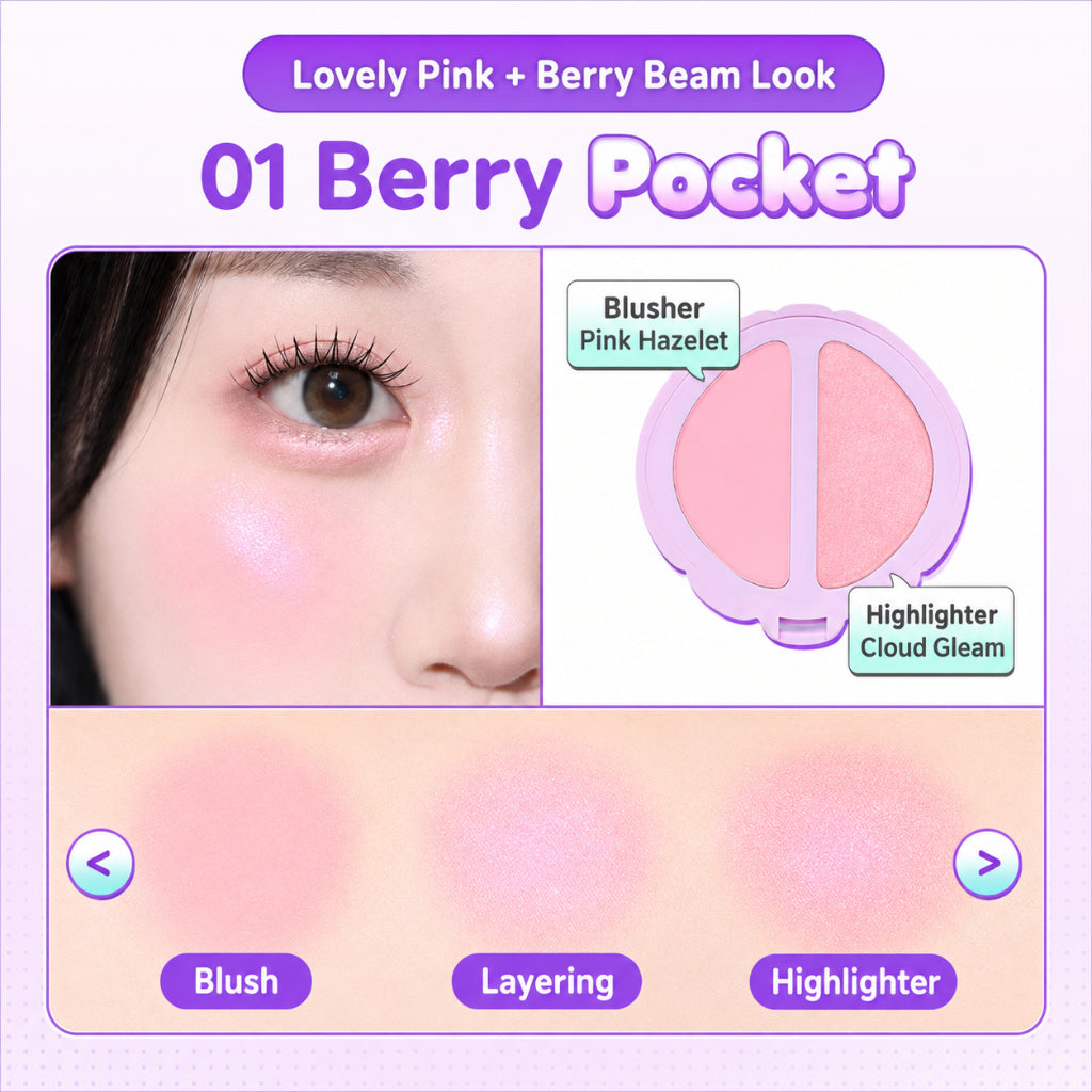 DASIQUE -POLLY POCKET - Little Blush Palette #01 Berry Pocket | Paleta de Rubores Edición Limitada (Copia)