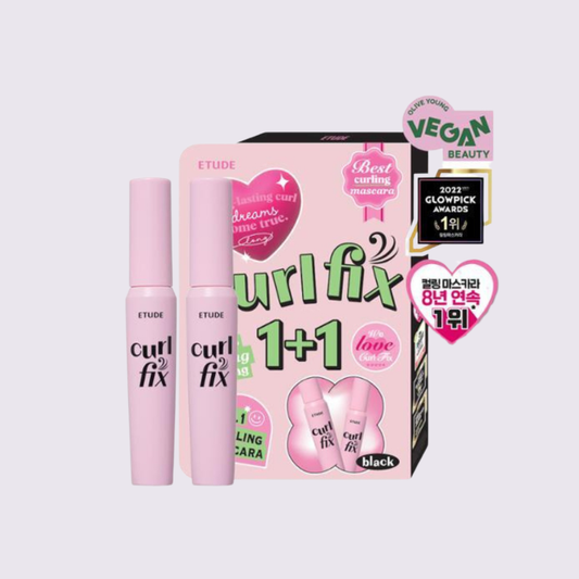 ETUDE - Curl Fix Mascara 01 Black 1+1 | Máscara para Pestañas Waterproof de Larga Duración
