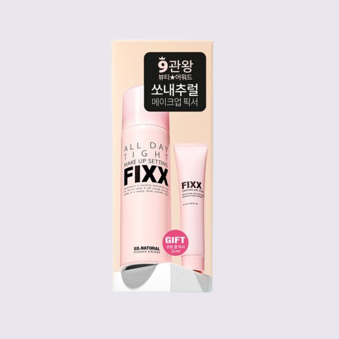 SO NATURAL - ALL DAY TIGHT MAKE UP SETTING FIXER MIST SPRAY, 75 ml + 15 ml GEL FIXER