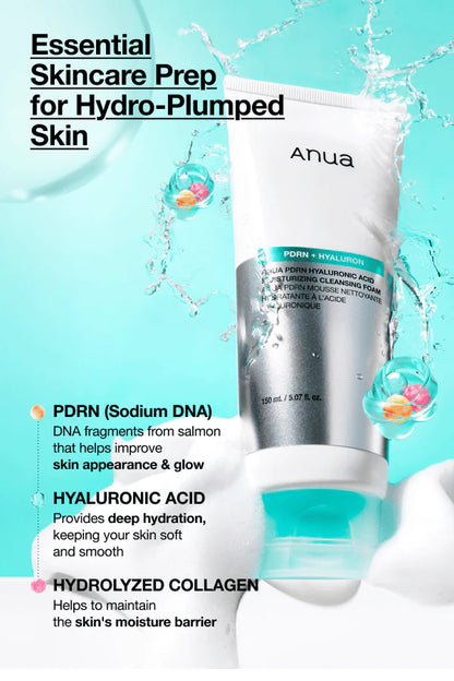 ANUA - PDRN Hyaluronic Acid Moisturizing Cleansing Foam | Limpiador Facial Coreano Hidratante 150ml