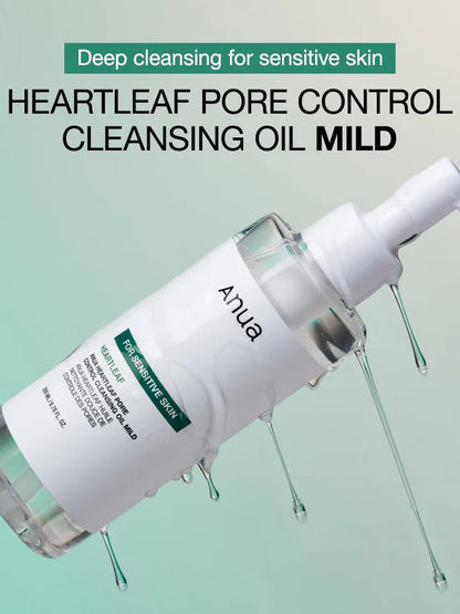 ANUA - Limpiador Base Aceite HEARTLEAF PORE CONTROL para PIEL SENSIBLE,  200ml