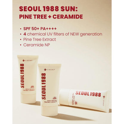 KSECRET - Protector Solar Sun : Pine Tree + Ceramide  SPF50+ PA++++, 50ml