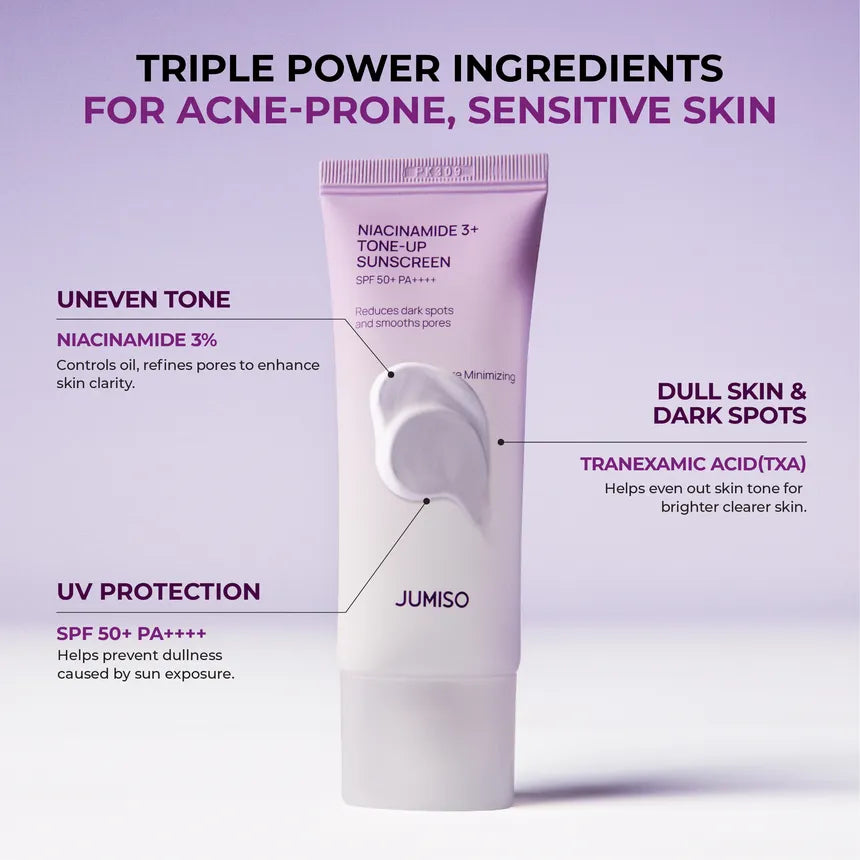 JUMISO - Niacinamide 3% Tone-Up Sunscreen SPF50+ PA++++ | Protector Solar Coreano Iluminador 40ml