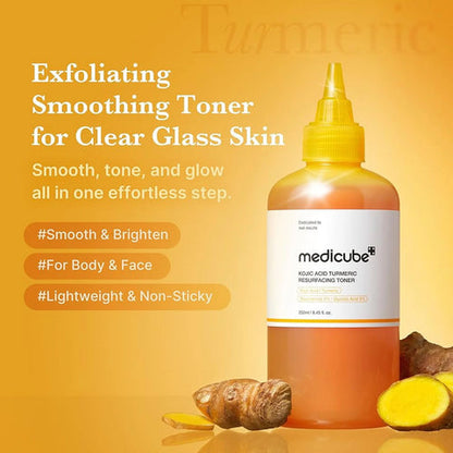 MEDICUBE - KOJIC ACID TURMERIC RESURFACING TONER 250ML
