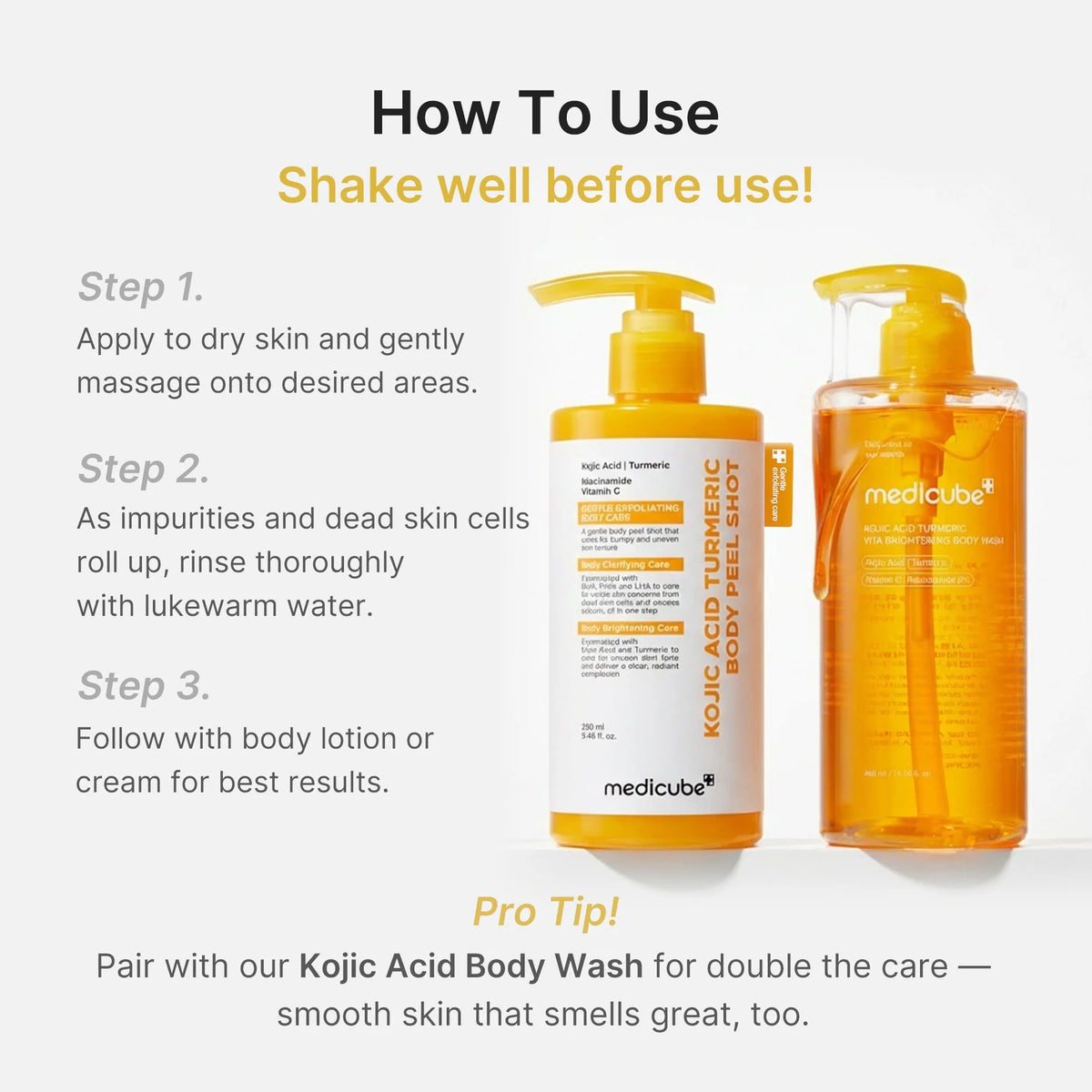 MEDICUBE - Kojic Acid Turmeric Body Wash 400ml | Jabón Corporal Iluminador