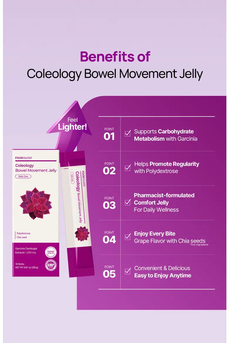 FOODOLOGY - Coleology Bowel Movement Jelly | Jelly para Bienestar Digestivo | 10 Pouches