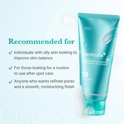 MEDICUBE - Azelaic Acid Capsule Cleansing Foam 120g | Limpiador Coreano para Poros y Sebo