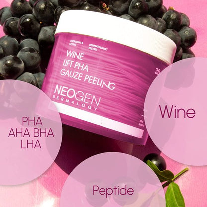 NEOGEN - Parches Tónicos Wine Lift PHA Gauze Peeling 190ml / 30EA