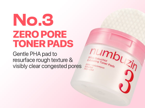 NUMBUZIN - No.3 Bifida Bakuchiol Exfoliating Toner Pads 70ea | Pads Exfoliantes Coreanos para Poros y Textura