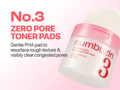 NUMBUZIN - No.3 Bifida Bakuchiol Exfoliating Toner Pads 70ea | Pads Exfoliantes Coreanos para Poros y Textura