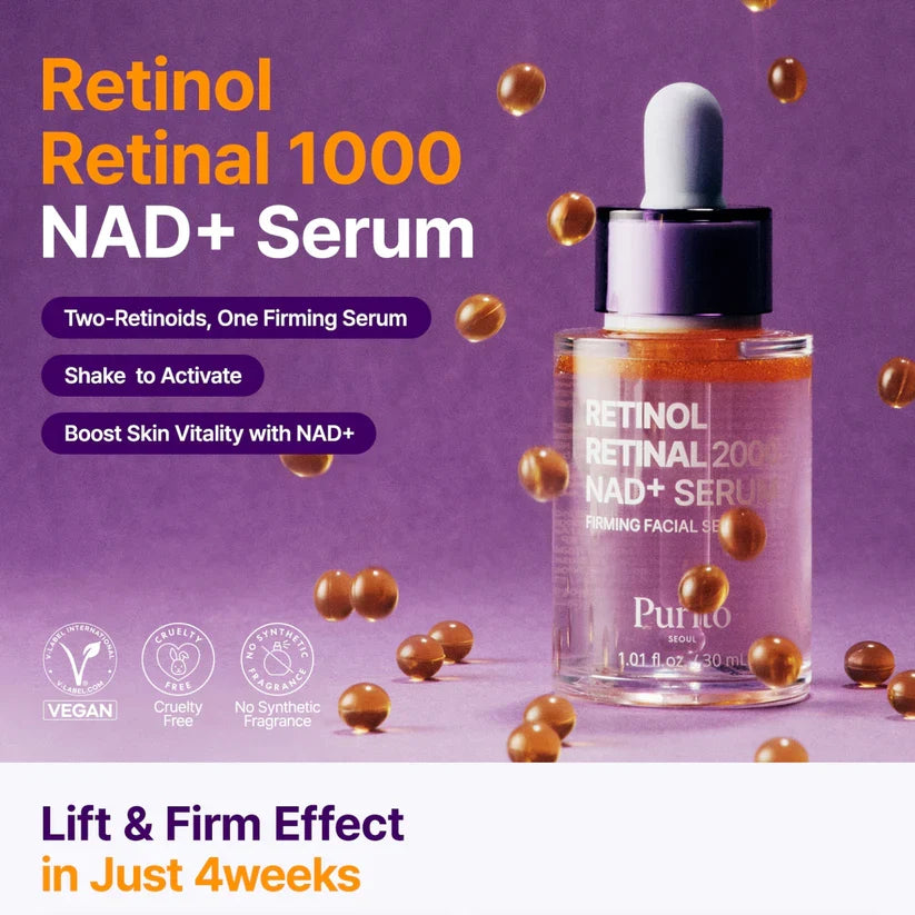 PURITO - Retinol Retinal 2000 NAD+ Serum 30ml | Sérum Coreano Antiedad con Retinoides