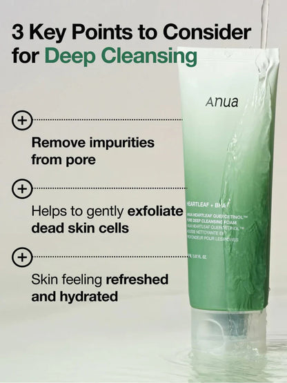 ANUA - Limpiador Espumoso HEARTLEAF QUERCETINOL PORE DEEP, 150ml