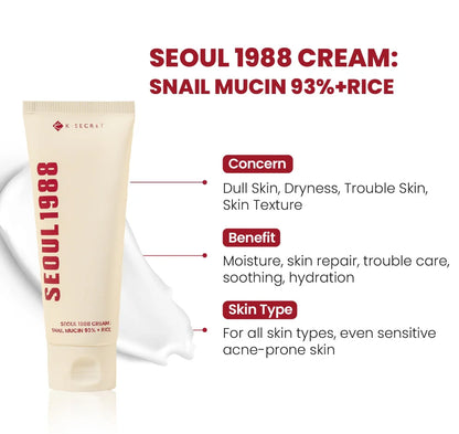 KSECRET - Cream : Snail Mucin 93% + Rice