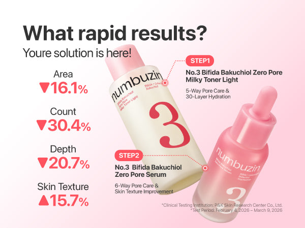 NUMBUZIN - No.3 Bifida Bakuchiol Zero Pore Serum 30ml | Sérum Coreano para Poros y Textura