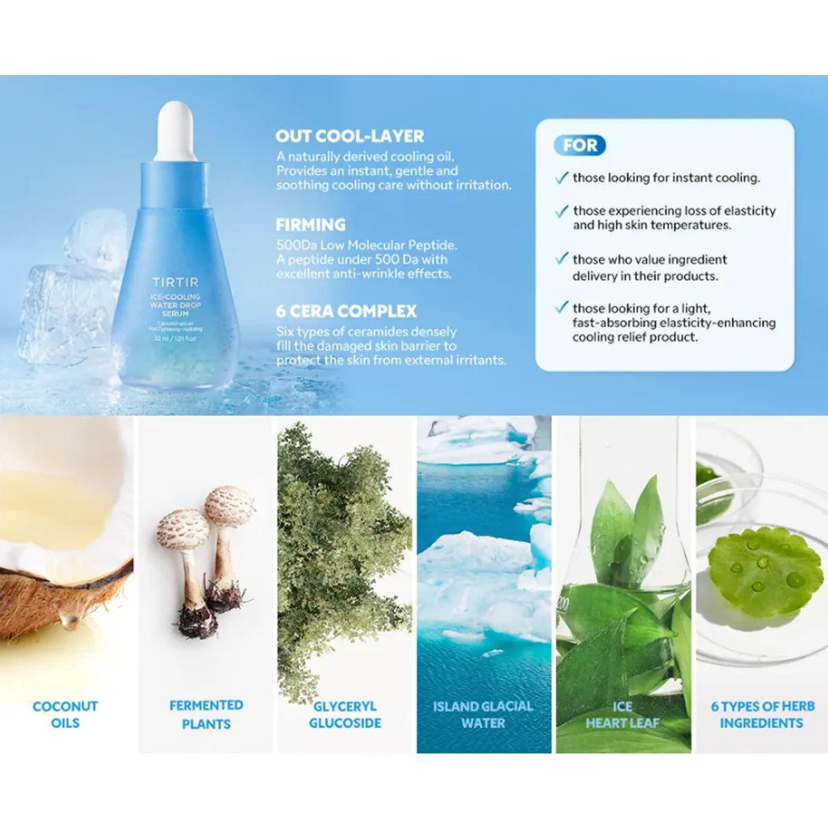 TIRTIR - Ice Cooling Serum 30ml | Sérum Coreano Refrescante e Hidratante