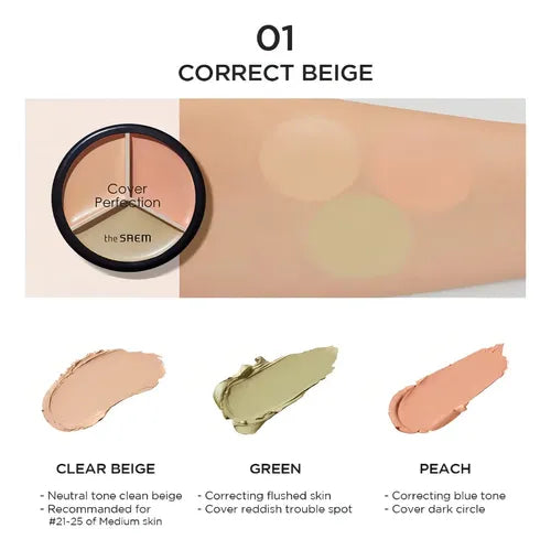 THE SAEM - Cover Perfection Triple Pot Concealer 01 Correct Beige
