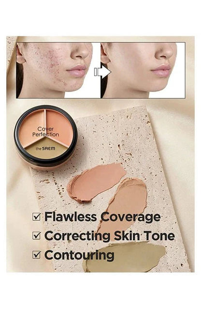 THE SAEM - Cover Perfection Triple Pot Concealer 01 Correct Beige