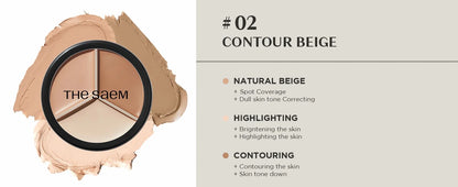 THE SAEM - Cover Perfection Triple Pot Concealer 02 Contour Beige